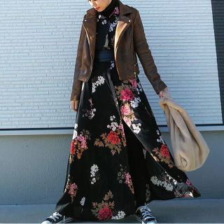 ザラ(ZARA)の1点のみ 完売品 ザラ 花柄 フラワー ワンピ マキシ シャツ スカート パンツ(ロングワンピース/マキシワンピース)