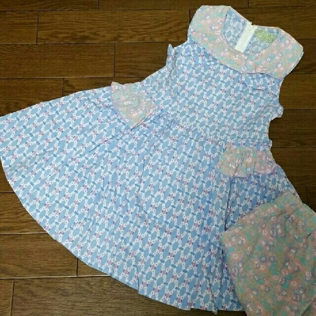 fafa(フェフェ)の★専用★fafa ブルーラビットワンピース キッズ/ベビー/マタニティのキッズ服女の子用(90cm~)(ワンピース)の商品写真