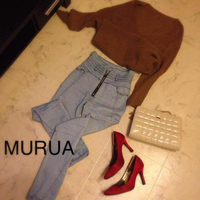 MURUA(ムルーア)のMURUA♡ハイウエストデニムパンツ レディースのパンツ(デニム/ジーンズ)の商品写真