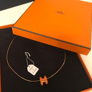 HERMES エルメス ネックレス ポップアッシュH Hロゴ ペンダント アクセサリー    オレンジ シルバー金具 レディース 約6.4g 定番【品】