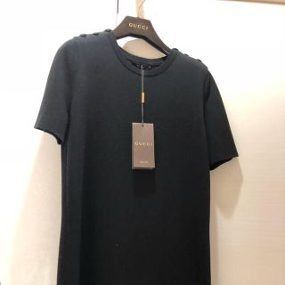 グッチ(Gucci)の未使用品 グッチ コットンニットワンピース 黒 M(ひざ丈ワンピース)