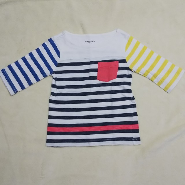 GLOBAL WORK(グローバルワーク)の七分ボーダーTシャツ キッズ/ベビー/マタニティのキッズ服男の子用(90cm~)(Tシャツ/カットソー)の商品写真