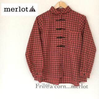 メルロー(merlot)のmerlot チャイナチェックシャツ ブラウス ＊レッド(シャツ/ブラウス(長袖/七分))