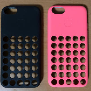 アップル(Apple)のiPhone 5c 純正 シリコン ケース ブラック ピンク(iPhoneケース)