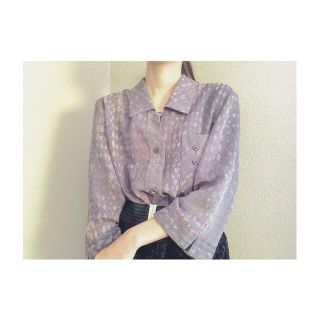 フラワー(flower)の古着屋 昭和レトロ グレー柄シャツ(シャツ/ブラウス(長袖/七分))