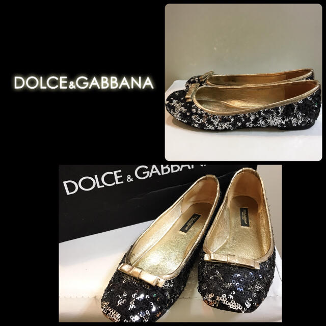 DOLCE&GABBANA(ドルチェアンドガッバーナ)のドルチェ&ガッバーナ♡スパンコール×ゴールドリボン パンプス♡ レディースの靴/シューズ(ハイヒール/パンプス)の商品写真