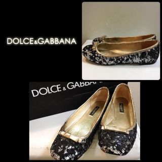 ドルチェアンドガッバーナ(DOLCE&GABBANA)のドルチェ&ガッバーナ♡スパンコール×ゴールドリボン パンプス♡(ハイヒール/パンプス)