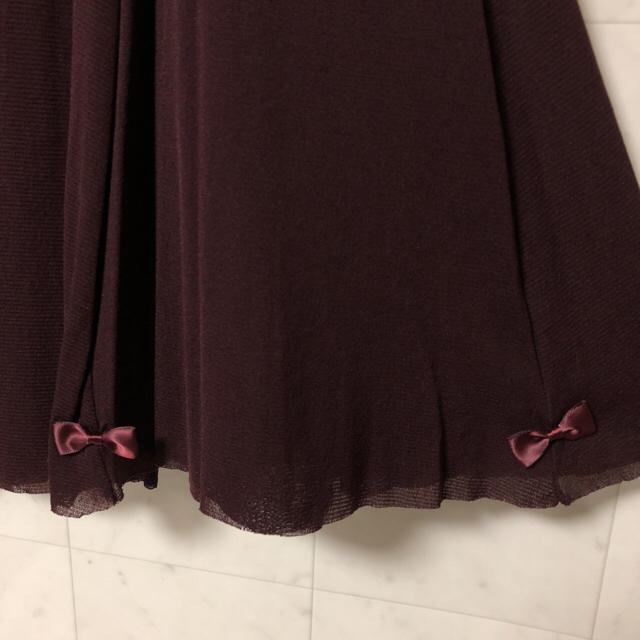 GALLERY VISCONTI(ギャラリービスコンティ)の新品 裾リボンフレアースカート サイズ2 ギャラリービスコンティ レディースのスカート(ひざ丈スカート)の商品写真