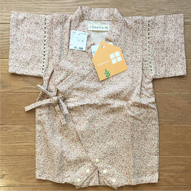 新品 conoco 甚平 ロンパース 双子 姉妹 おそろい 60 70 キッズ/ベビー/マタニティのベビー服(~85cm)(甚平/浴衣)の商品写真