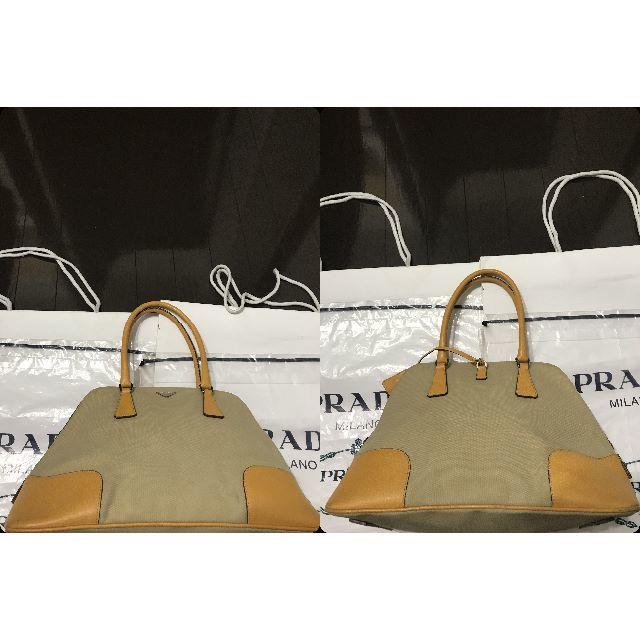 PRADA(プラダ)の●13.9万プラダ型押しレザー革＆キャンパスカナパボストンバッグ鍵付●良美品 レディースのバッグ(ボストンバッグ)の商品写真