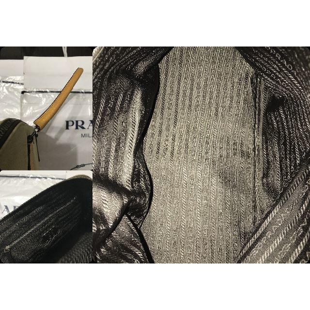 PRADA(プラダ)の●13.9万プラダ型押しレザー革＆キャンパスカナパボストンバッグ鍵付●良美品 レディースのバッグ(ボストンバッグ)の商品写真