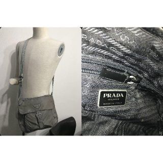 プラダ(PRADA)の●8.5万プラダ定番マチ有レザーコンビ斜め掛けショルダーバッグ外ポケ2●良好品↑(ショルダーバッグ)