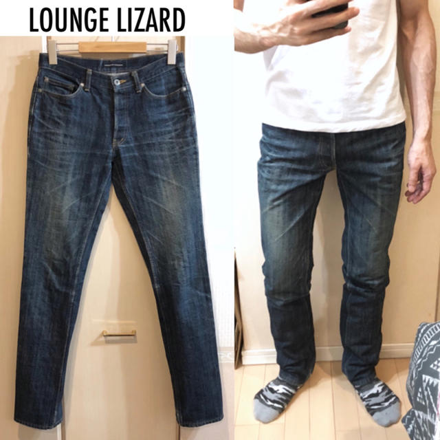 LOUNGE LIZARD(ラウンジリザード)のLOUNGE LIZARDダメージジーンズ日本製テーパードデニム送料込 メンズのパンツ(デニム/ジーンズ)の商品写真