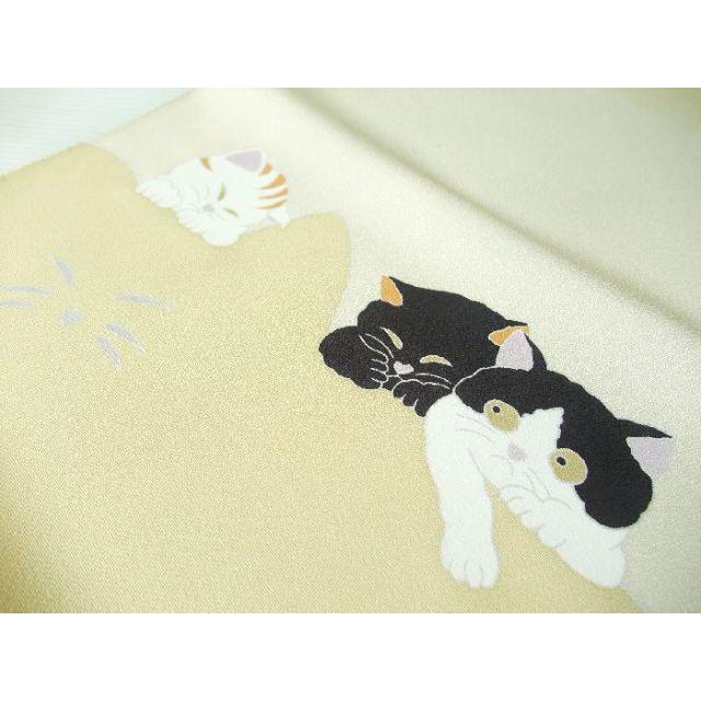 名古屋帯 正絹 塩瀬 手描京友禅 猫猫猫 お仕立て付き 新品 na339 名古屋帯 正絹 塩瀬 手描京友禅 猫猫猫 お仕立て付き 新品 na339
