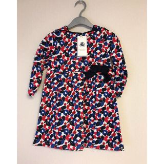 プチバトー(PETIT BATEAU)の在庫SALE☆プチバトー スウェットプリント長袖ワンピース/36M(ワンピース)