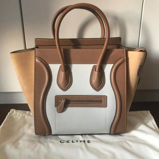 セリーヌ(celine)のお値下げ中！セリーヌ ラゲージマイクロ ブラウン×ホワイト(ハンドバッグ)