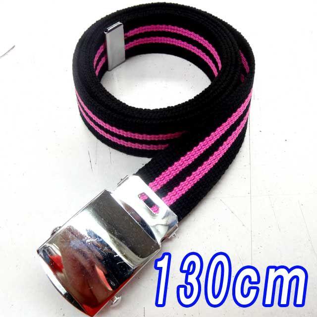 日本製　ガチャベルト　GIベルト　黒×ピンク　ストライプ　ライン メンズのファッション小物(ベルト)の商品写真