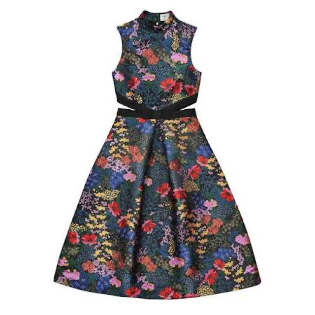 H&M(エイチアンドエム)のERDEM&H&M アーデム ジャガード花柄ワンピース ドレス サイズ34 レディースのワンピース(ひざ丈ワンピース)の商品写真