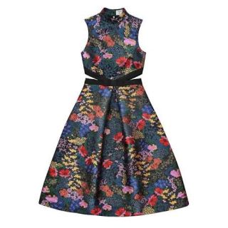 エイチアンドエム(H&M)のERDEM&H&M アーデム ジャガード花柄ワンピース ドレス サイズ34(ひざ丈ワンピース)