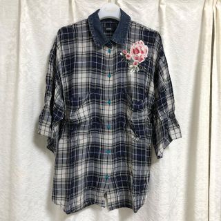 ディーゼル(DIESEL)の美品【DIESEL】チェック柄 花柄 刺繍 シャツ(シャツ/ブラウス(半袖/袖なし))