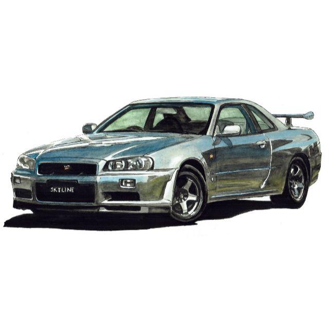 NC-250スカイラインGT-R R34限定版画 直筆サイン額装●作家 平右ヱ門美術品/アンティーク