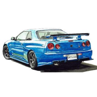 NC-277 GT-R R34/RS 限定版画 直筆サイン額装●作家 平右ヱ門