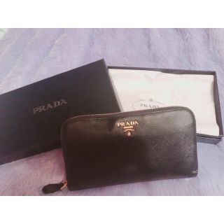 プラダ(PRADA)のPRADA サフィアーノ 長財布 黒 ブラック プラダ 箱付(財布)