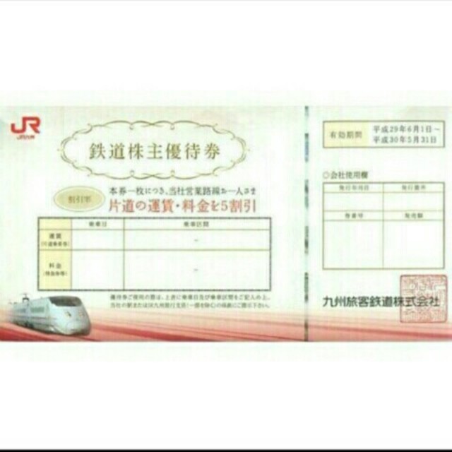 JR九州　鉄道株主優待券 チケットの乗車券/交通券(鉄道乗車券)の商品写真
