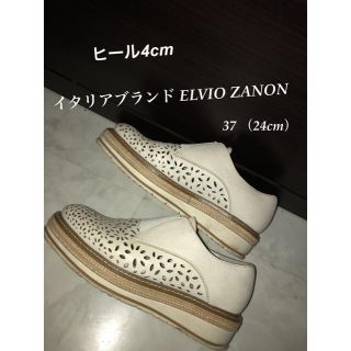 ザラ(ZARA)のELVIO ZANON カットワーク スリッポン シューズ 24cm(スリッポン/モカシン)