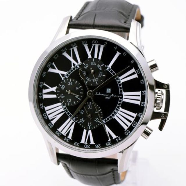 Salvatore Marra(サルバトーレマーラ)のサルバトーレマーラ 腕時計 メンズ ブラック 黒 人気 革ベルトウォッチ メンズの時計(腕時計(アナログ))の商品写真
