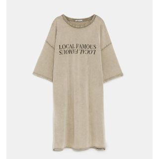 ザラ(ZARA)のzara  ユーズド加工Tシャツワンピース☆タグ付き(ひざ丈ワンピース)