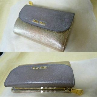 ミュウミュウ(miumiu)のmiu miu 折り財布 ゴールド×シルバー(財布)