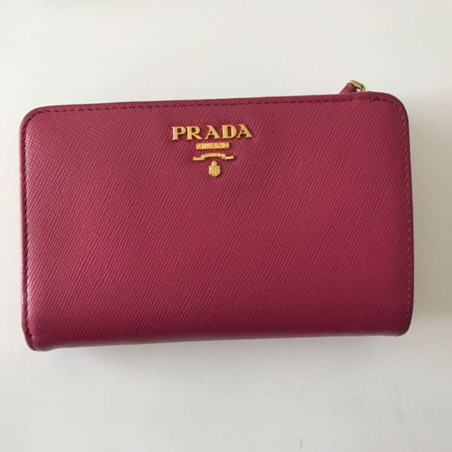 プラダ 二つ折り ピンク 財布 サフィアーノメタル 正規品 美品 1