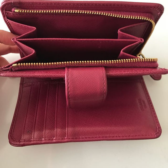 プラダ 二つ折り ピンク 財布 サフィアーノメタル 正規品 美品 3