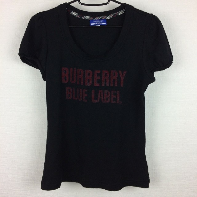 BURBERRY BLUE LABEL(バーバリーブルーレーベル)の美品 BURBERRY BLUE LABEL 半袖ニット ブラック サイズ38 レディースのトップス(ニット/セーター)の商品写真