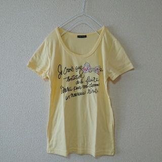 【処分価格】イエロー Tシャツ 花柄リボン(Tシャツ(半袖/袖なし))