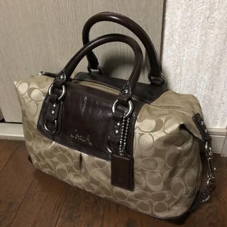 コーチ(COACH)のブラウン&サテン シグネチャー   2way バック COACH(ショルダーバッグ)