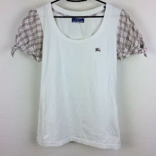 バーバリーブルーレーベル(BURBERRY BLUE LABEL)の美品 BURBERRY BLUE LABEL フレンチスリーブTシャツ ホワイト(Tシャツ(半袖/袖なし))