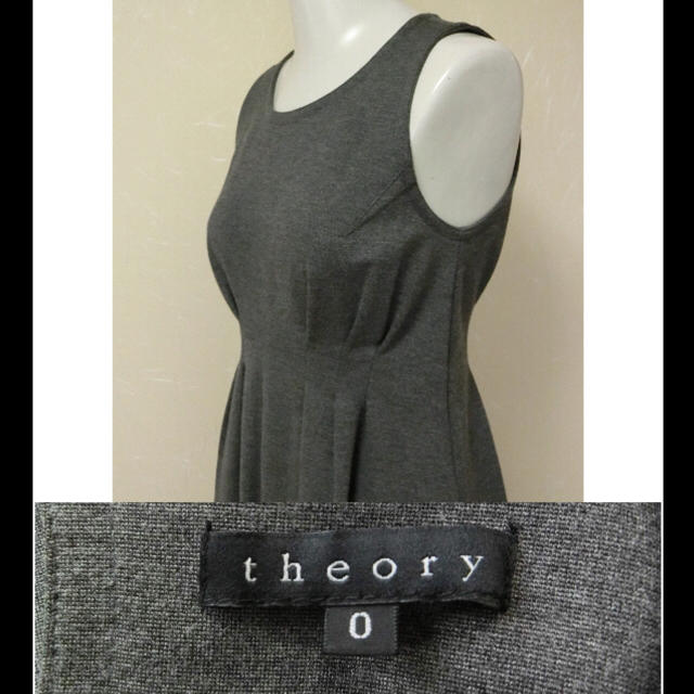 theory(セオリー)のtheoryセオリー　チャコールグレーでウエストに絞りが入ったワンピース0 レディースのワンピース(ひざ丈ワンピース)の商品写真