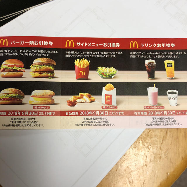 輸入品販売 マクドナルド株主優待券 6枚✖️4冊 1冊あたり3200円