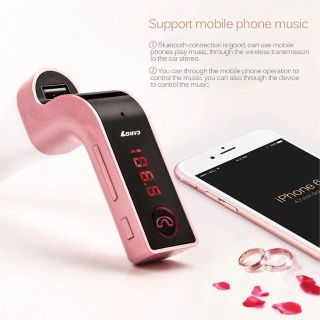 限定色ピンク⭐︎FMトランスミッター Bluetooth 音楽やハンズフリー通話(カーオーディオ)