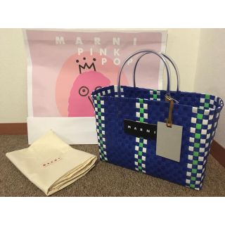 マルニ(Marni)のMARNI マルニ ピクニックバッグ カゴバッグ ブルー①(かごバッグ/ストローバッグ)