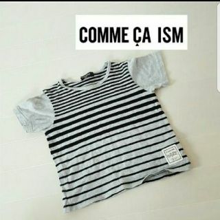 コムサイズム(COMME CA ISM)の90 コムサイズム 半袖 Tシャツ 男の子 女の子 グレー ボーダー(Tシャツ/カットソー)