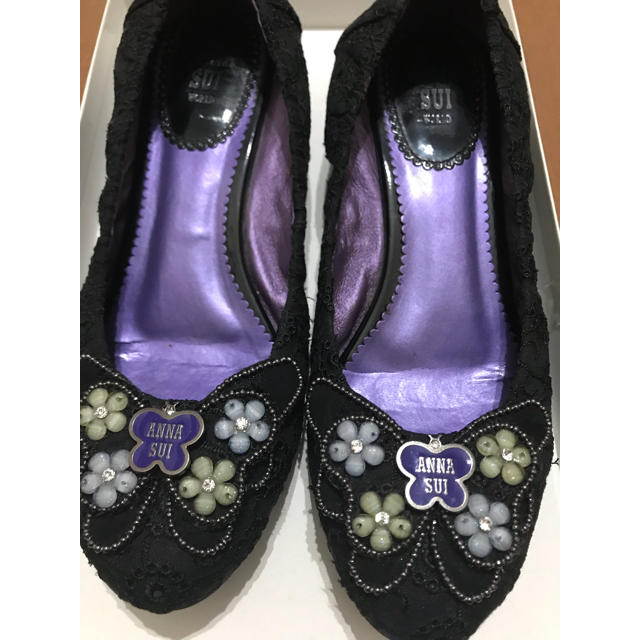 ANNA SUI パンプス ブラック ローウェッジソール