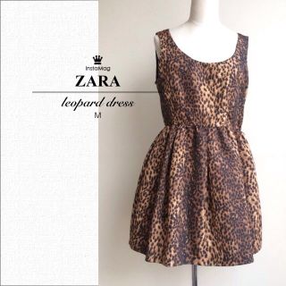 ザラ(ZARA)のZARA レオパード ワンピ M 美品(ミニワンピース)