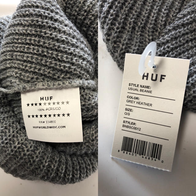 HUF(ハフ)のHUF USUAL BEANIE ハフ ニット帽 グレー スケボー ストリート メンズの帽子(ニット帽/ビーニー)の商品写真