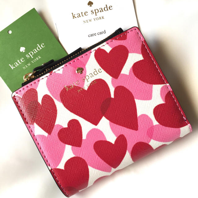 kate spade new york - 可愛い♪ ケイトスペード ハートプリント 二つ折り財布 ミニ財布 新品本物の通販 by