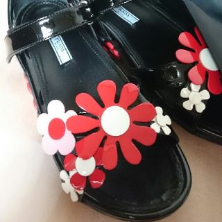 PRADA プラダ イタリア製 花柄 ゴールド サンダル 36 23cm