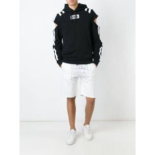 フードバイエアー(HOOD BY AIR.)の【美品】HOOD BY AIR カットアウトパーカー (Black&White)(パーカー)