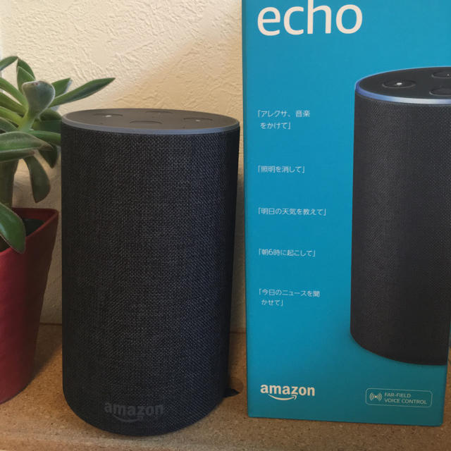 ECHO(エコー)の【ぷーどる様専用】Amazon Echo (Newモデル) チャコール  スマホ/家電/カメラのオーディオ機器(スピーカー)の商品写真